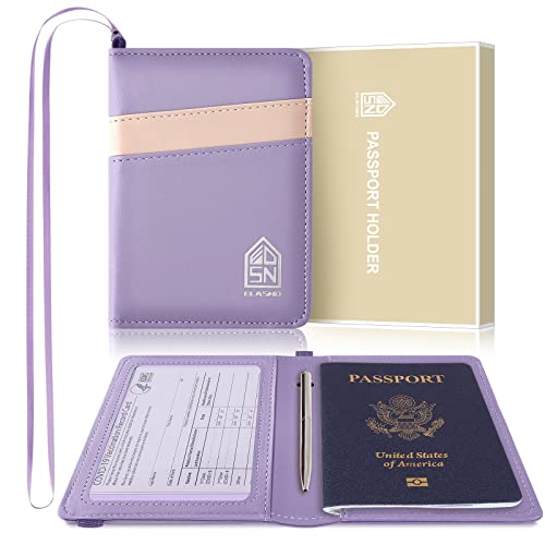 ELASND Passport Holder with Neck Lanyard