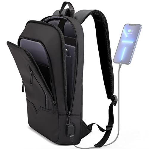 HK Slim Laptop Backpack with USB Charger for Men