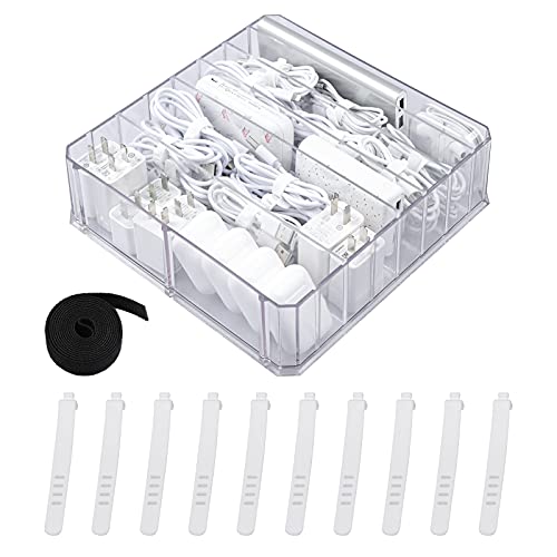 Yesesion Cable Organizer Box with Adjustable Compartments