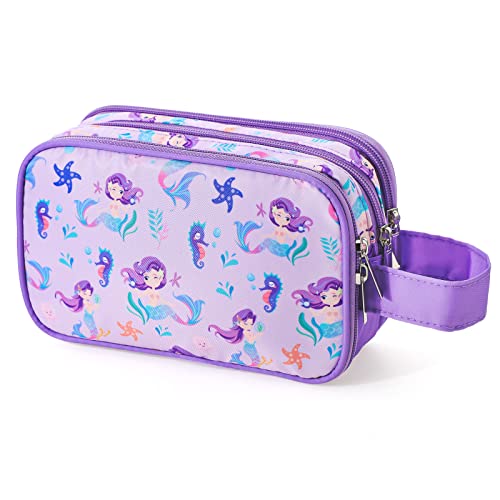 Girls Travel Toiletry Bag, Mermaid Purple