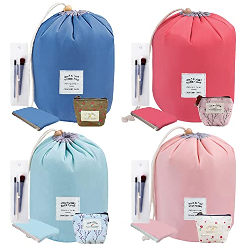 INVODA Cosmetic Bags Drawstring Barrel Makeup Bag