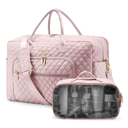LOVEVOOK Travel Duffle Bag with Laptop Compartment, Pink
