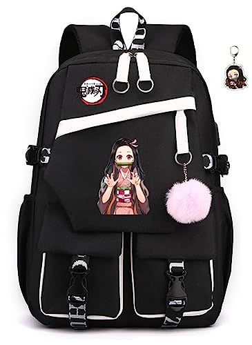 Nezuko Backpack Laptop Backpacks with USB Charging Port