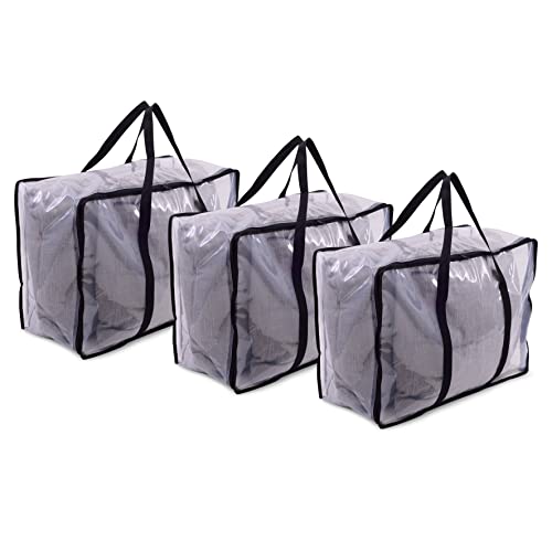 3 Pack Blanket Storage Bags with Zipper and Handles