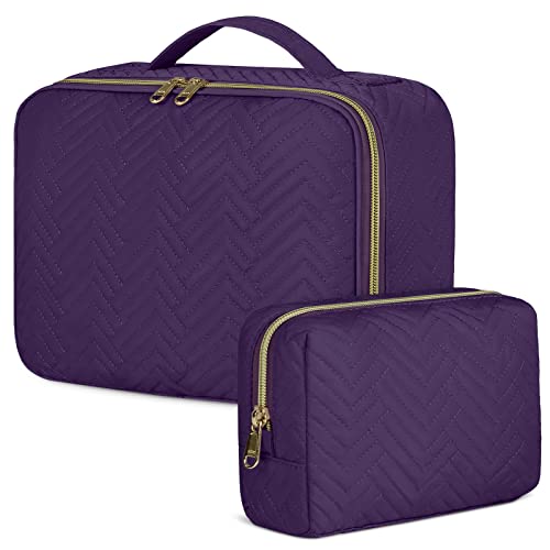 Waterproof Travel Makeup Bag Set with Large Capacity, Purple