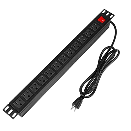 BTU Power Strip Surge Protector PDU, 12 Outlet Power Strip (Black 6FT)