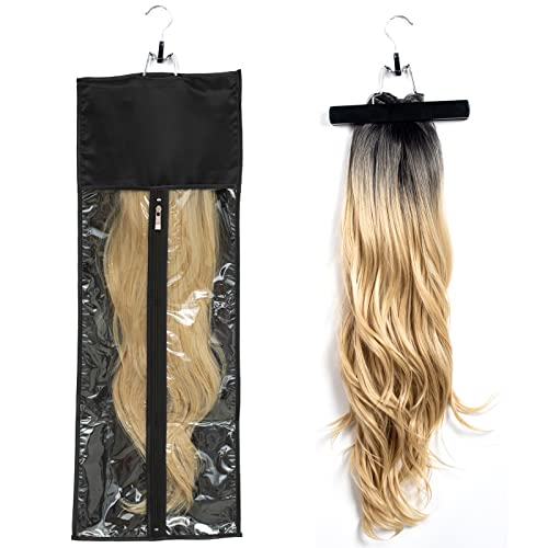 Extra Long Hair Extension Satin Storage Bag with Hanger