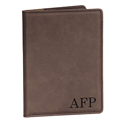 Monogrammed Passport Cover - Dark Brown