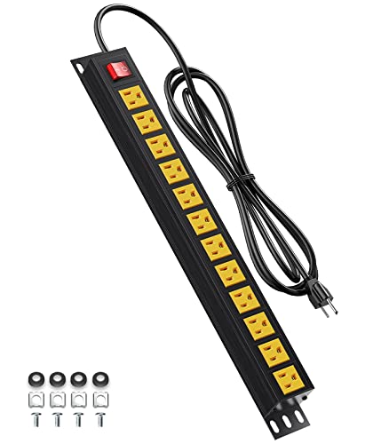 Metal Power Strip, 19inch Rack Mount Heavy Duty Power Strip