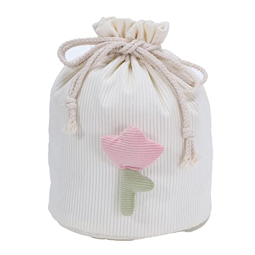 Cute Corduroy Drawstring Barrel Makeup Bag