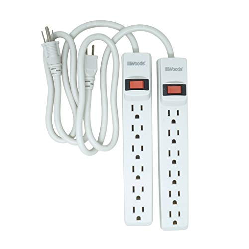 Woods Power Strip with 6 Outlets and 2.5' Cord
