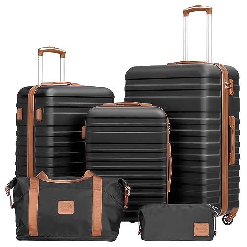 Coolife Suitcase Set - 5 Piece Luggage Set with TSA Lock Spinner Wheels