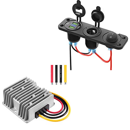 Kohree 12V Marine Boat Cigarette Lighter Socket & Converter Regulator Reducer