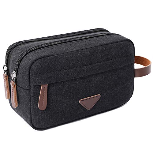 Canvas Leather Travel Toiletry Bag