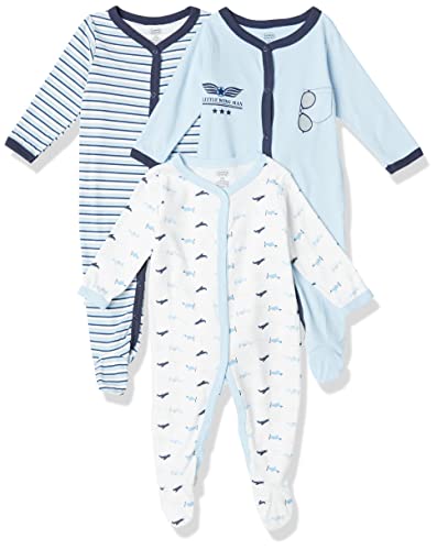 Luvable Friends Baby Cotton Sleep and Play, Blue Airplane