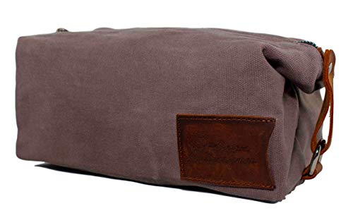 Durable Waxed Canvas Toiletry Bag with Genuine Leather Accents