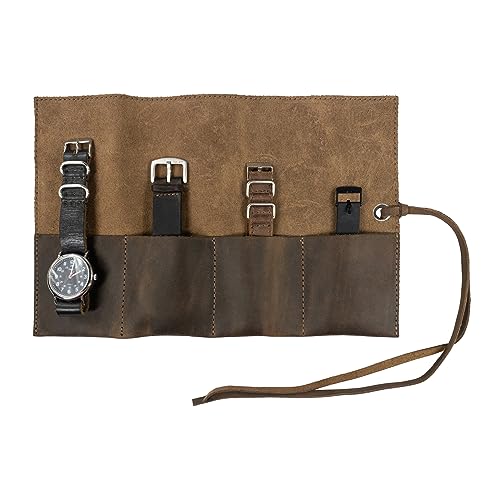 Leather Watch Roll Organizer by Hide & Drink