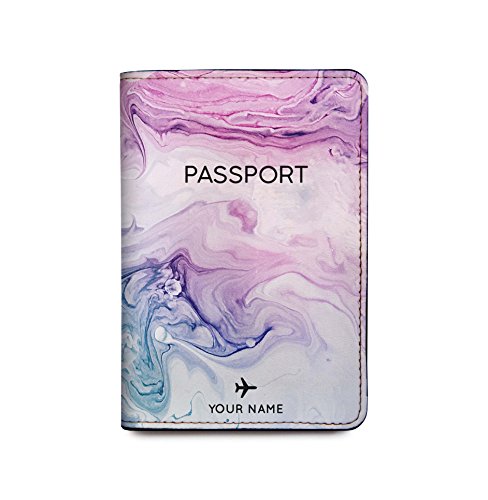 Customizable RFID Leather Passport Holder - Marble
