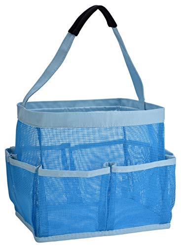 Mesh Shower Bag - Bathroom Toiletry Organizer (9-Pockets | Blue)