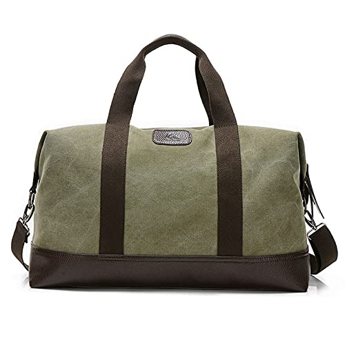 Weekender Overnight Duffel Bag Canvas Leather Travel Tote