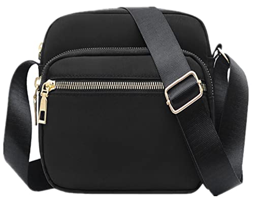 Small Black Nylon Crossbody Bag for Women