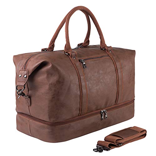 Leather Travel Bag with Shoe Pouch