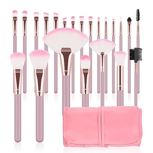 Professional Pink Makeup Brush Set with Storage Bag