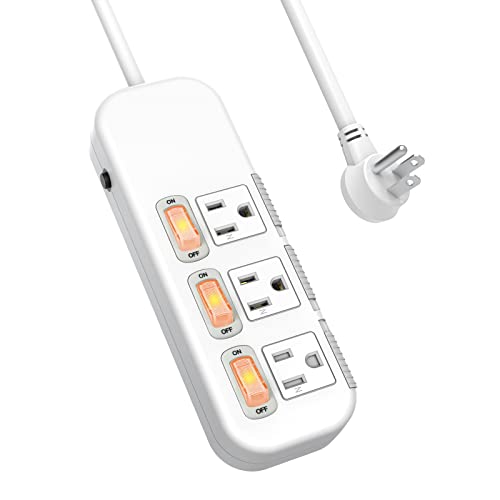 Flat Plug Power Strip with Individual Switches