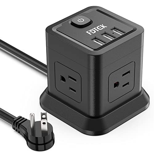 Compact Power Strip with USB and AC Outlets - Black