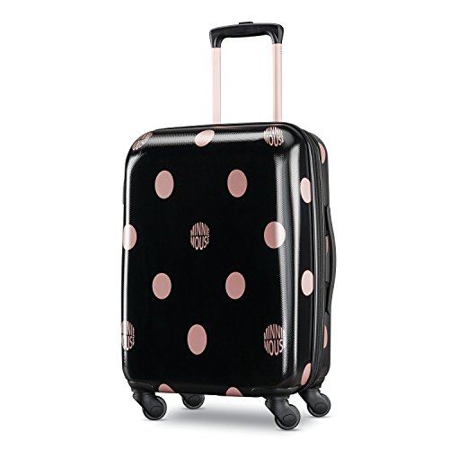 American Tourister Disney Spinner Luggage - Black/Rose Gold/Minnie Lux Dots