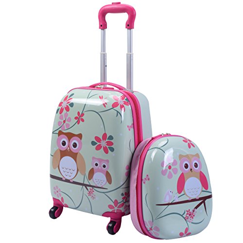 GYMAX Kids Carry On Luggage Set (Owl)