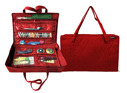 Yazzii Ultimate Craft Storage Bag with 20 Pockets - Red