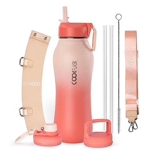 Coolflask 32 oz Water Bottle with Straw