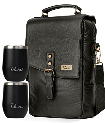 Leather Wine Bag & Tumblers Set
