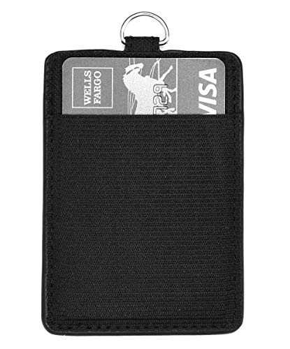 Slim Keychain Wallet Lanyard - RFID Card Holder (Black)