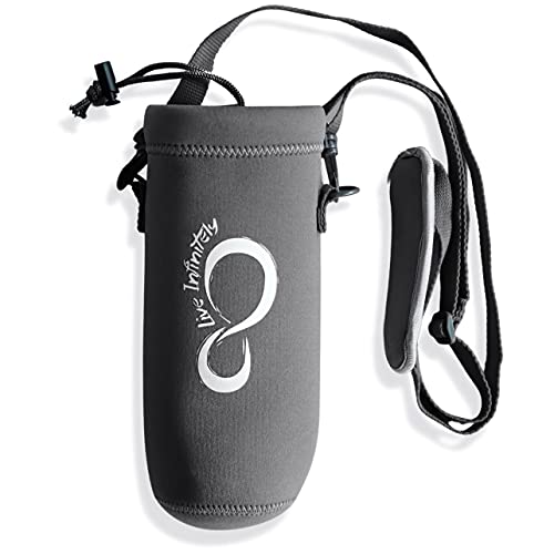 Universal Water Bottle Carrier - Insulated Neoprene Sleeve - Black