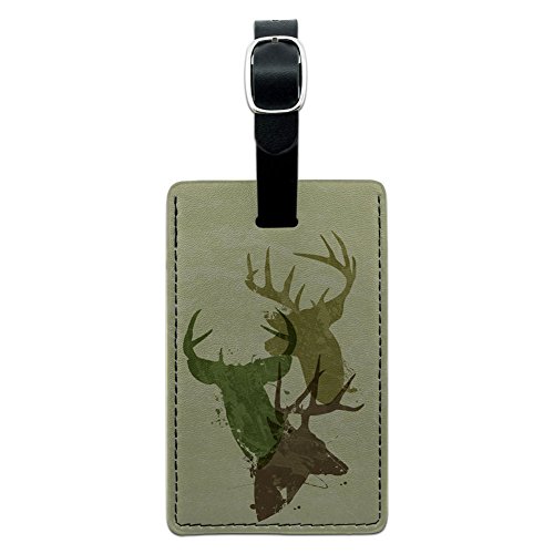 Deer Heads Design Leather Luggage Id Tag