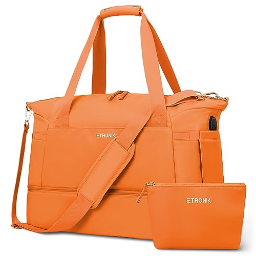 Gym Bag with USB Charging Port and Wet Pocket for Women