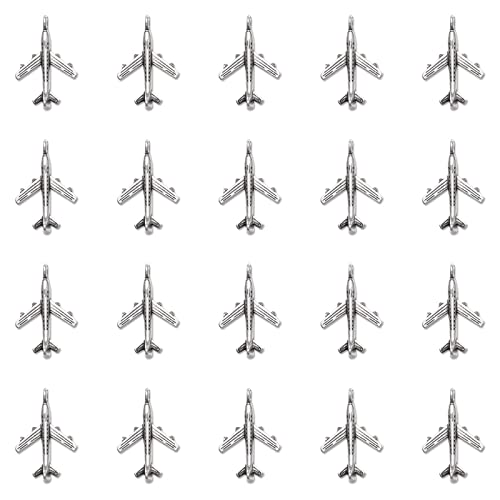 Antique Silver Airplane Charms Pendant