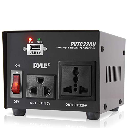 Pyle Voltage Converter Transformer with USB Charging Port
