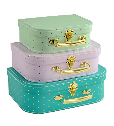 Decorative Storage Boxes - Set of 3 Paperboard Suitcases