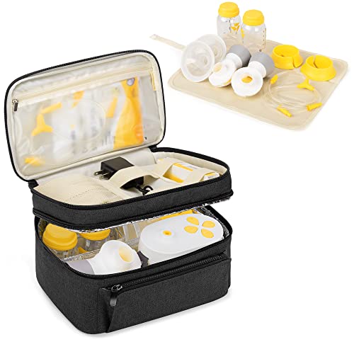 BAFASO Breast Pump Bag with Waterproof Pump Parts Pad