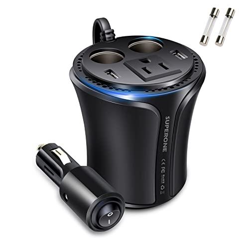 150W Car Power Inverter with 5-in-1 Cup Holder Design