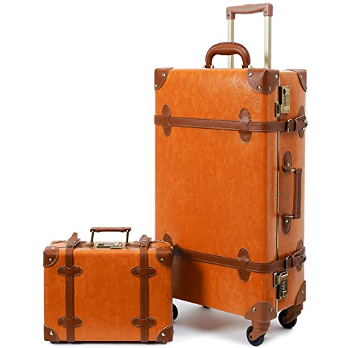 Vintage Luggage Set with Wheels for Men and Women