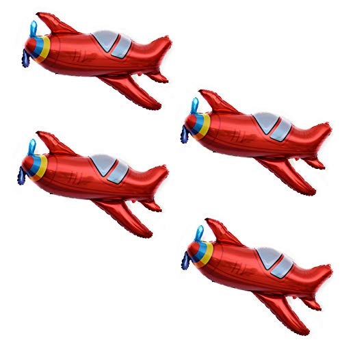 Large Red Airplane Helicopter Plane Foil Balloon