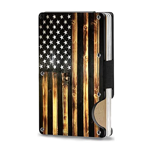 Slim Carbon Fiber Credit Card Holder & Money Clip Wallet - Vintage Flag