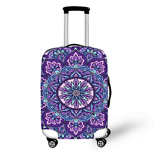 Belidome Boho Luggage Cover Purple Mandala Floral Suitcase Protector