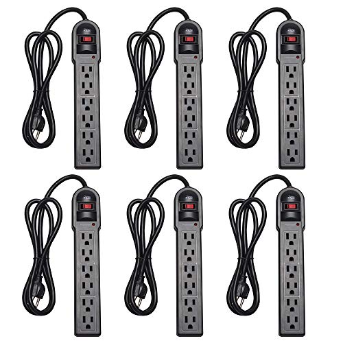 KMC 6-Outlet Surge Protector Power Strip 6 Pack