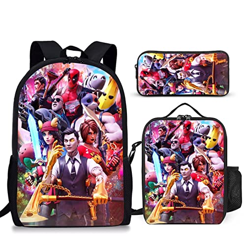 Anime Game Backpack Set with Lunch Bag and Pencil Case