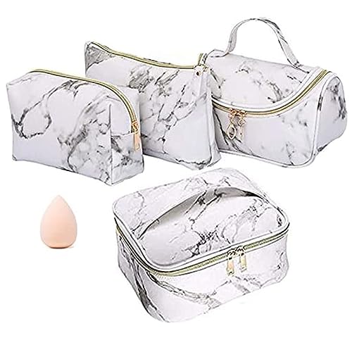 Marble Makeup Bag, 4 Pack Toiletry Bag Travel Bag